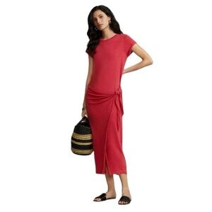 Polo Ralph Lauren Tie-Detail 100% Linen Jersey Tee Dress Sz Small NWT $198